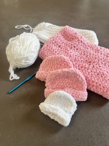 Example of preemie caps and blankets created by KCP!